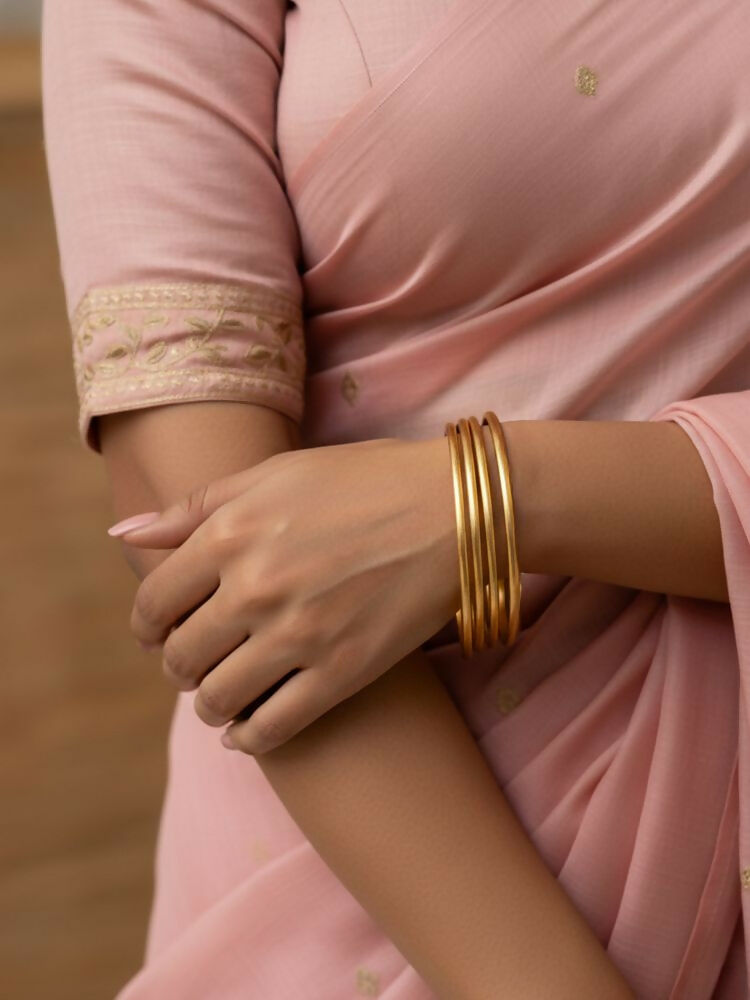 NVR Women Set of 4 Gold Plated Handcrafted Bangle