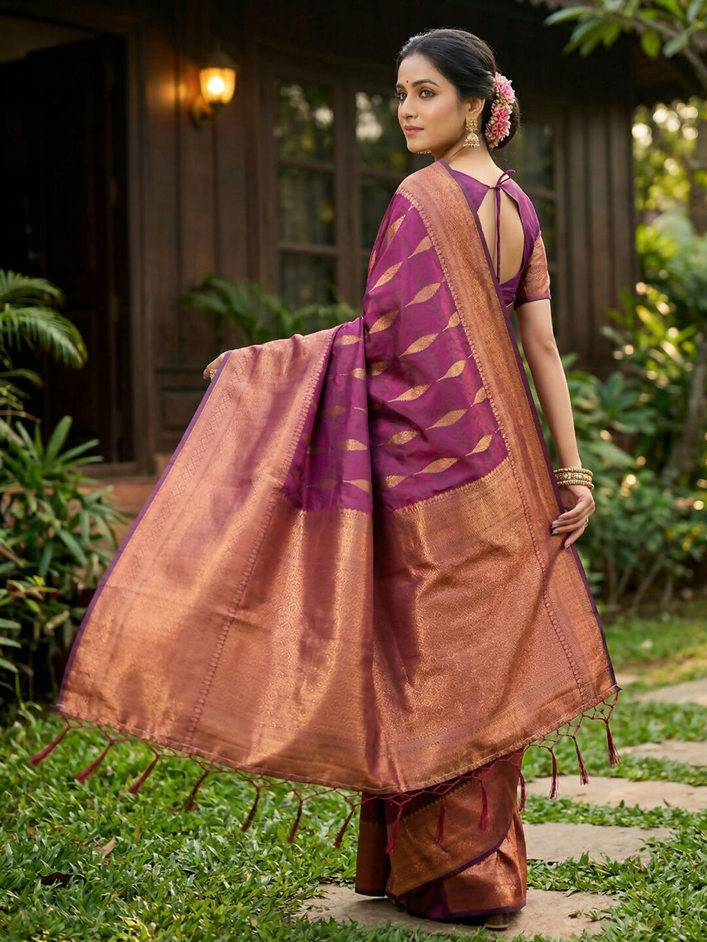 Shree Shyam Fashion Purple Silk Blend Saree
