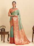 Vedant Vastram Soft Litchi Silk Kanjeevaram Silk Jacquard Saree - Green