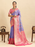 Vedant Vastram Soft Litchi Silk Kanjeevaram Silk Jacquard Saree - Lavender