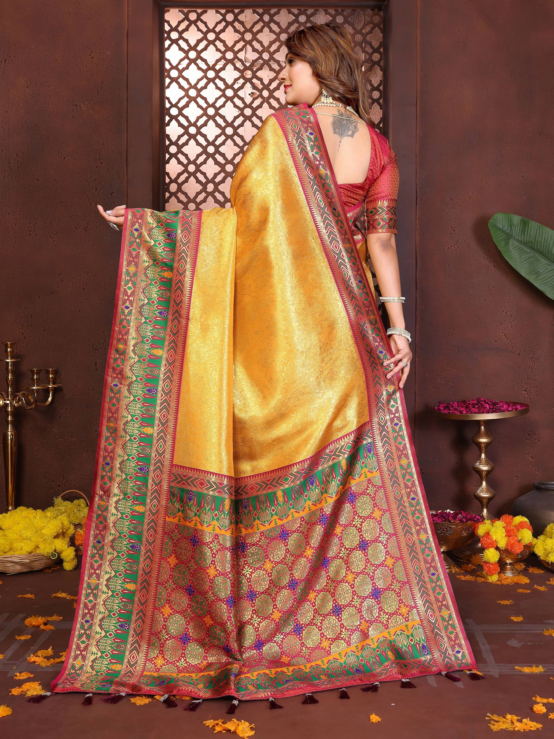 Aastha Fashion Gold Tissue Silk Weaving Saree