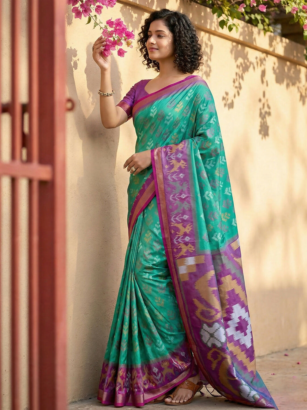 Shree Shyam Fashion Rama Green Pochampally Silk Saree