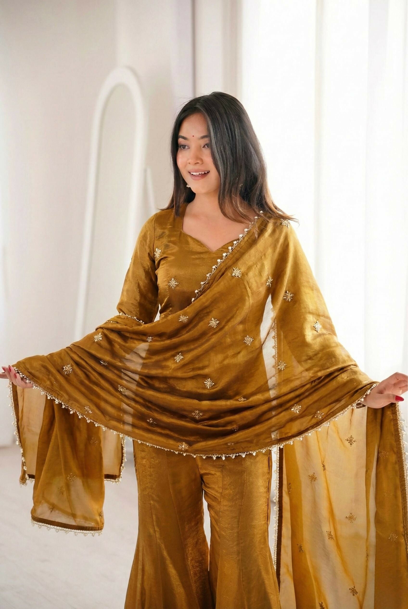 Teeya Creation Olive Fendy Silk Trending Party Wear Salwar Suit
