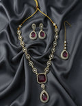Jewel City Traditional Wine Color 3-Piece Set (Necklace, Earrings, And Maang Tikka)