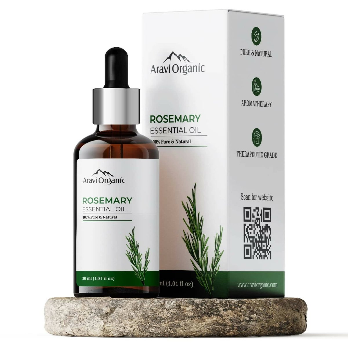 Aravi Organic Rosemary Essential Oil for Hair Growth, Anti Hair Fall
