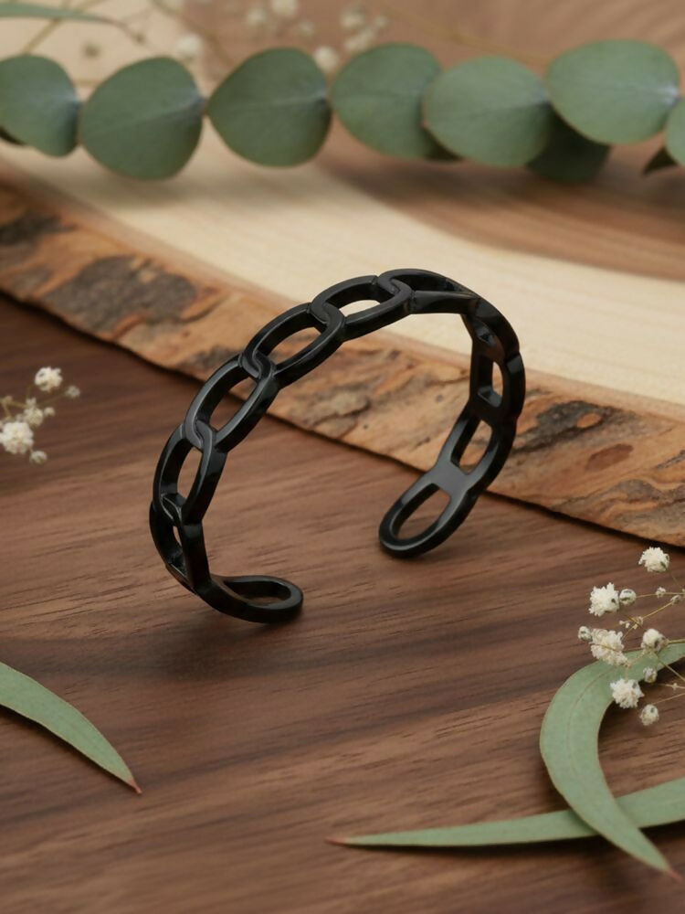NVR Men's Rhodium Plated Cuff Bracelet