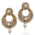 Gold-Polished Alloy Traditional Look Pearl Studded Earrings - The Pari
