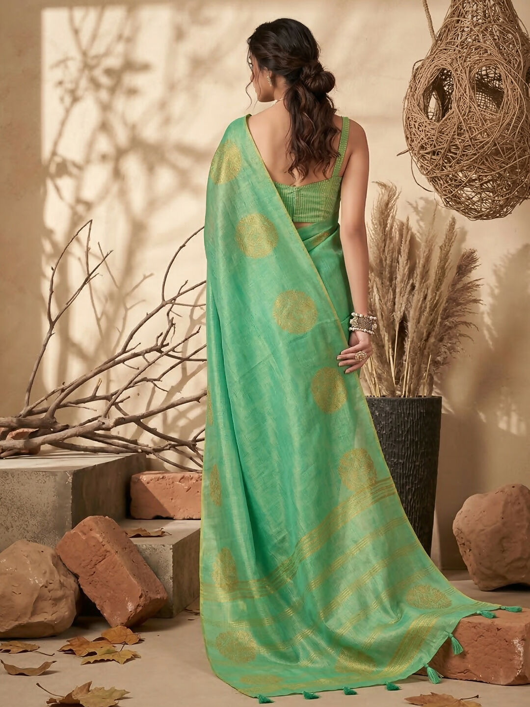 Shree Shyam Fashion Green Tissue Silk Saree