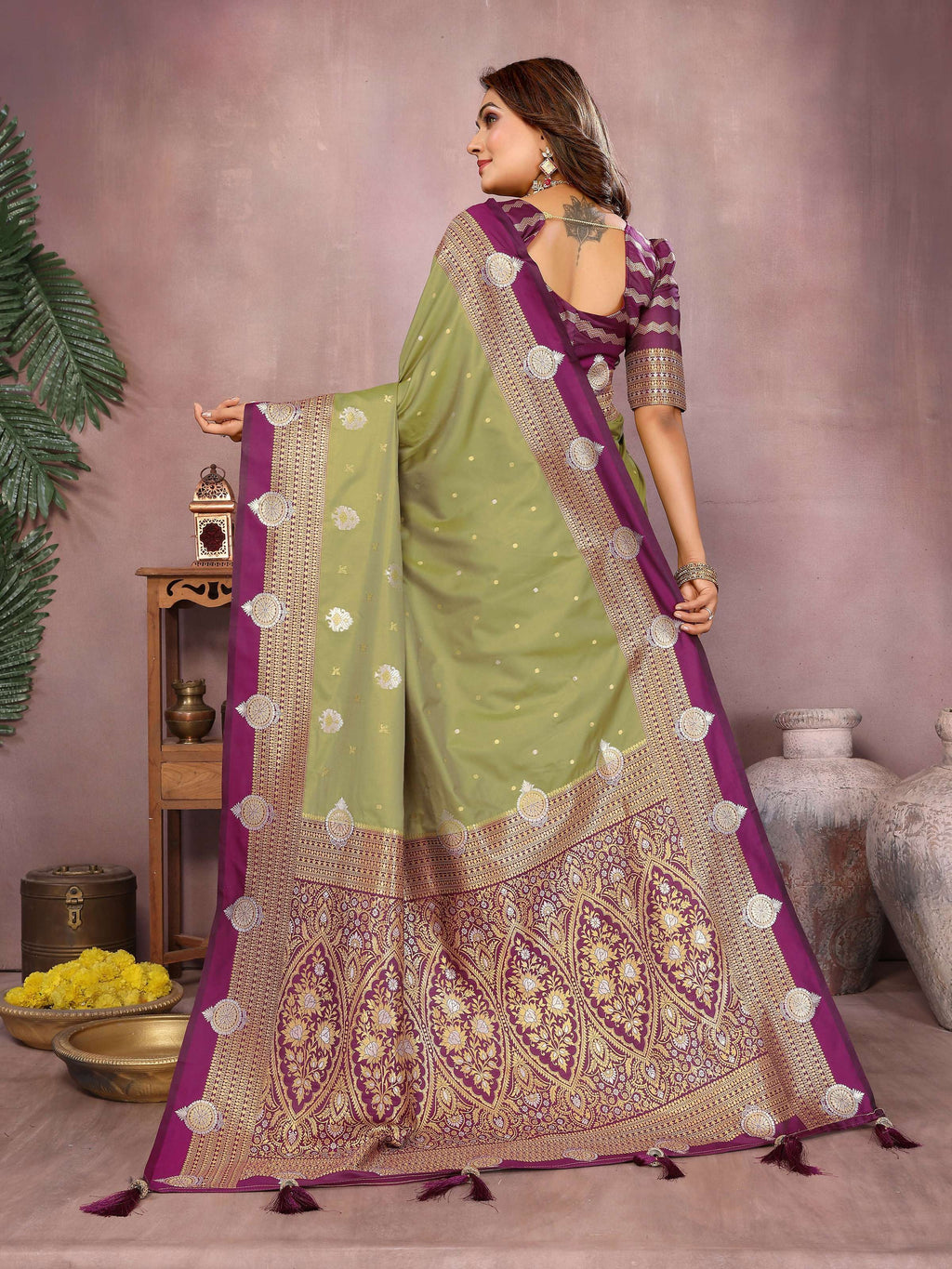 Aastha Fashion Pista Silk Sarees Weaving Saree
