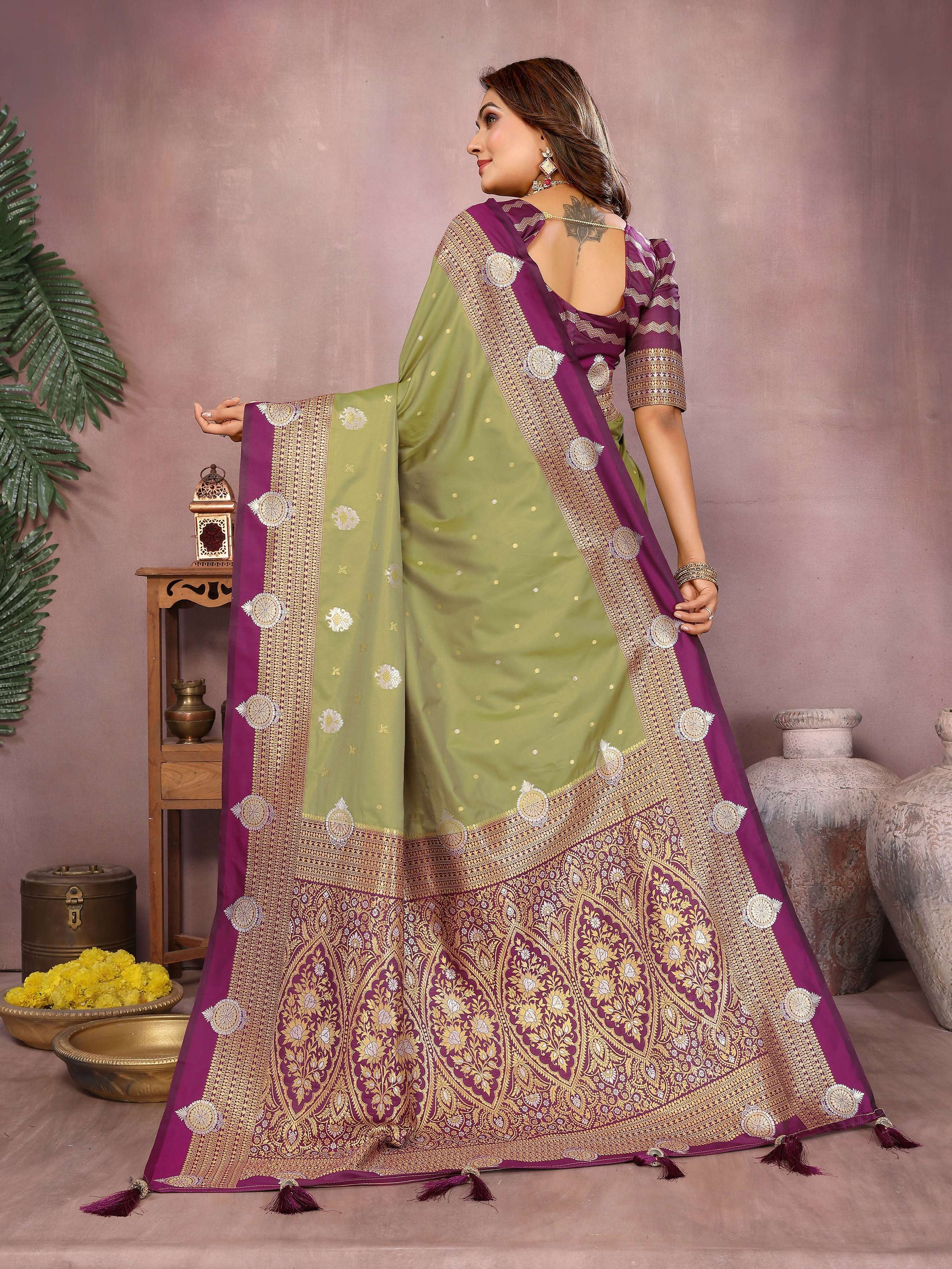 Aastha Fashion Pista Silk Sarees Weaving Saree