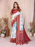Aastha Fashion White Soft Silk Weaving Saree