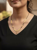 NVR Women Gold Plated Black Beaded Short Design Mangalsutra