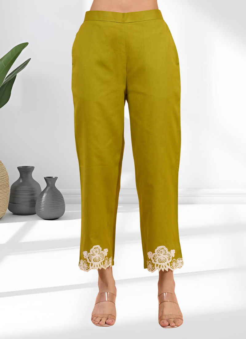 Joban Fashion Green Cotton, Linen Embroidered Readymade Cord Set