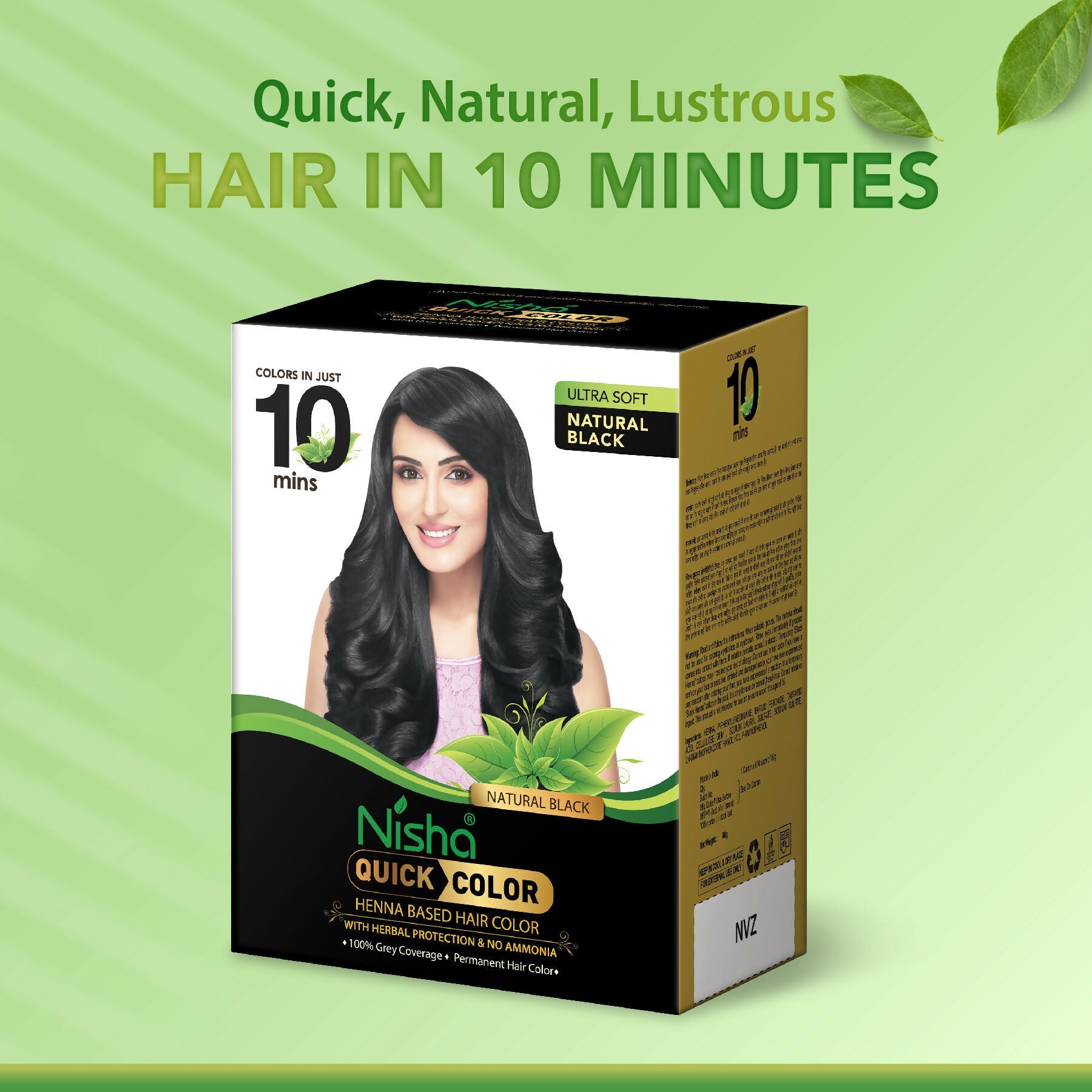 Nisha Quick Color Henna-Based Hair Color-Natural Black