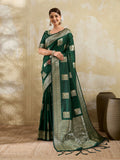 Shree Shyam Fashion Dark Green Silk Blend Saree