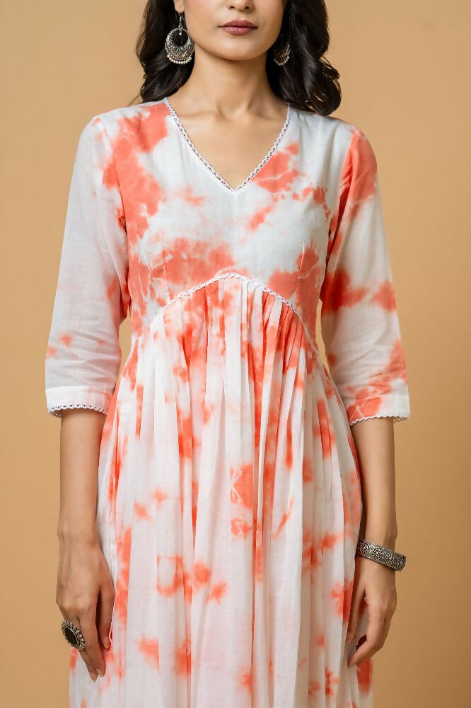 Joban Fashion Peach Tie & Dye Kurta Pant Set