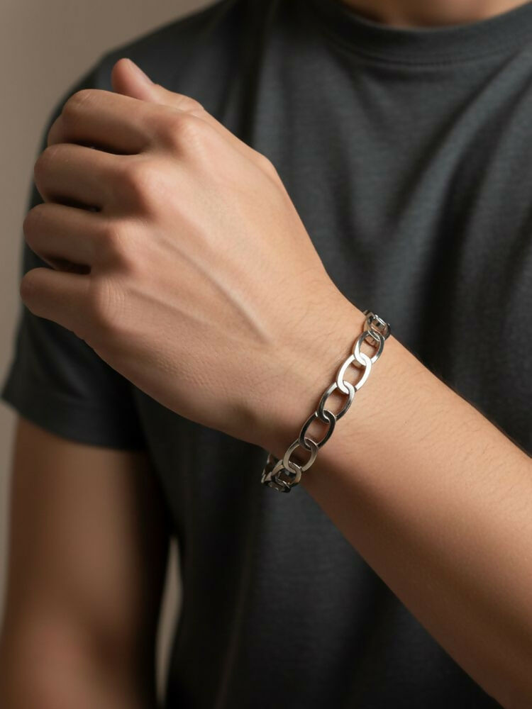 NVR Men's Silver Plated Cuff Bracelet