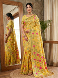 Shree Shyam Fashion Yellow Linen Cotton Saree
