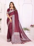 Aastha Fashion Wine Georgette Silk Zari Weaving Saree