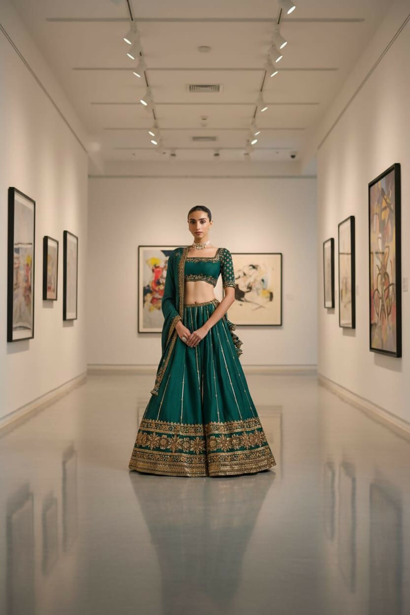 Lehenga Mart Designer Indian Wedding Lehenga Choli-Green