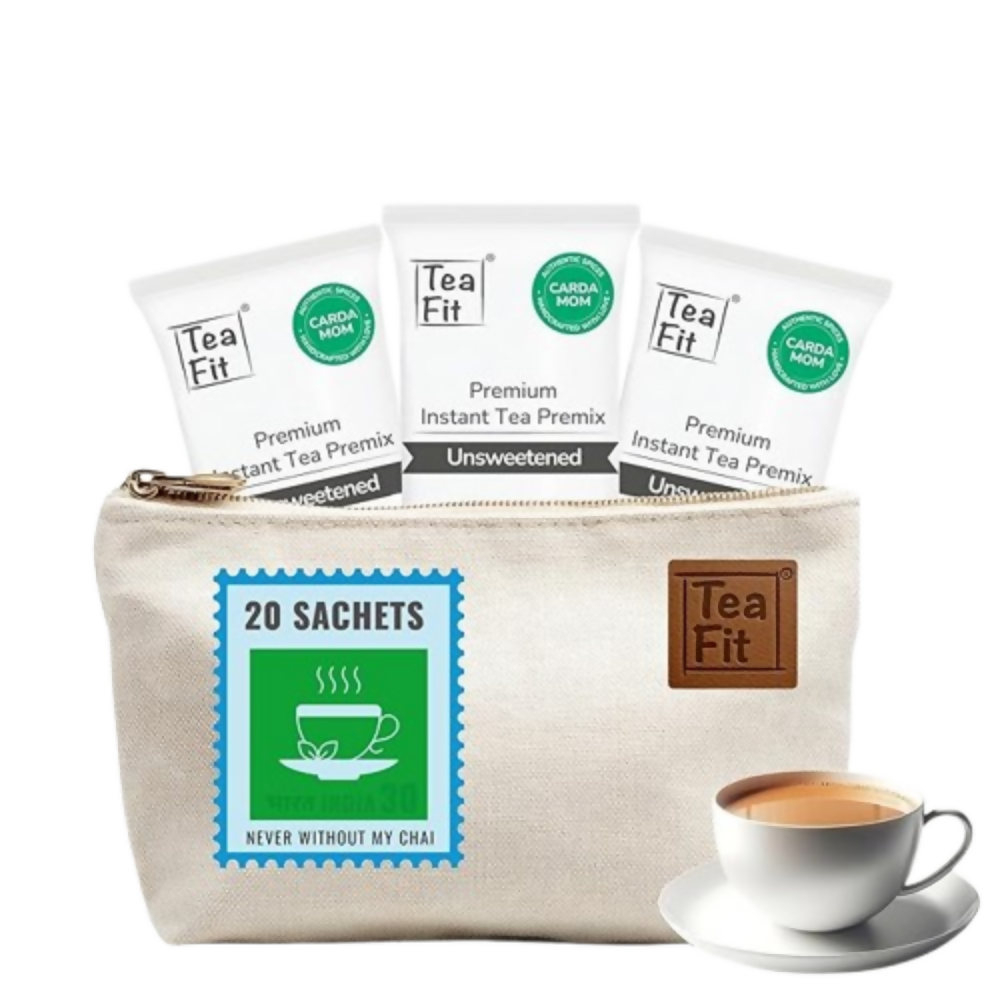 TeaFit Premium NO SUGAR Instant Cardamom Tea Premix - Travel Pack