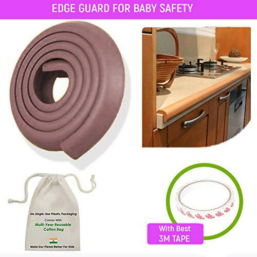Safe-O-Kid Unique High Density 2 Mtr Long U - Shaped 4 Edge Guard Strips - Brown