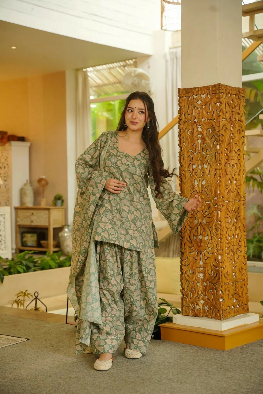 Aayaa Designer Printed Full Flared Suit