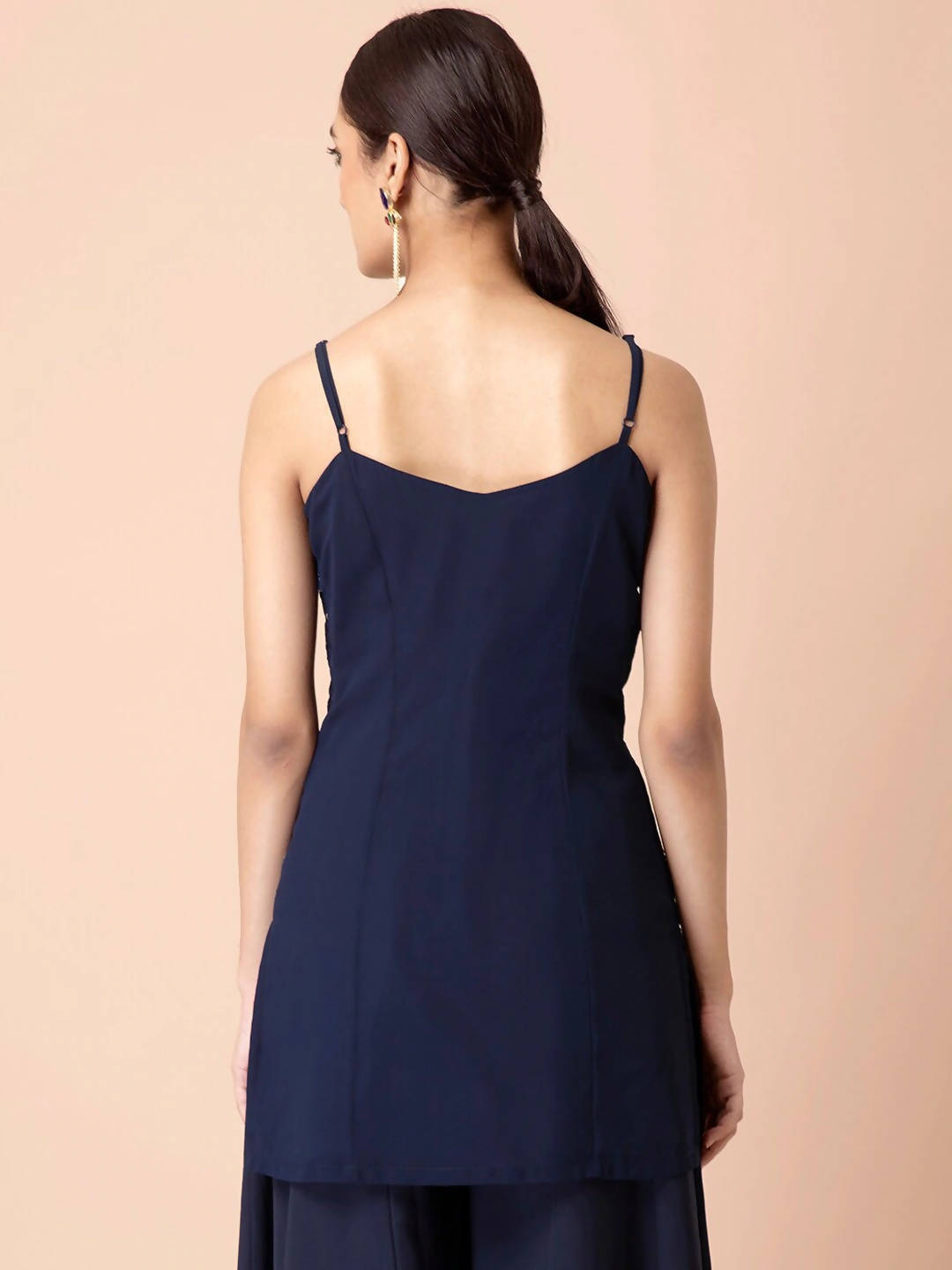 Indya Navy Blue Georgette Kurta