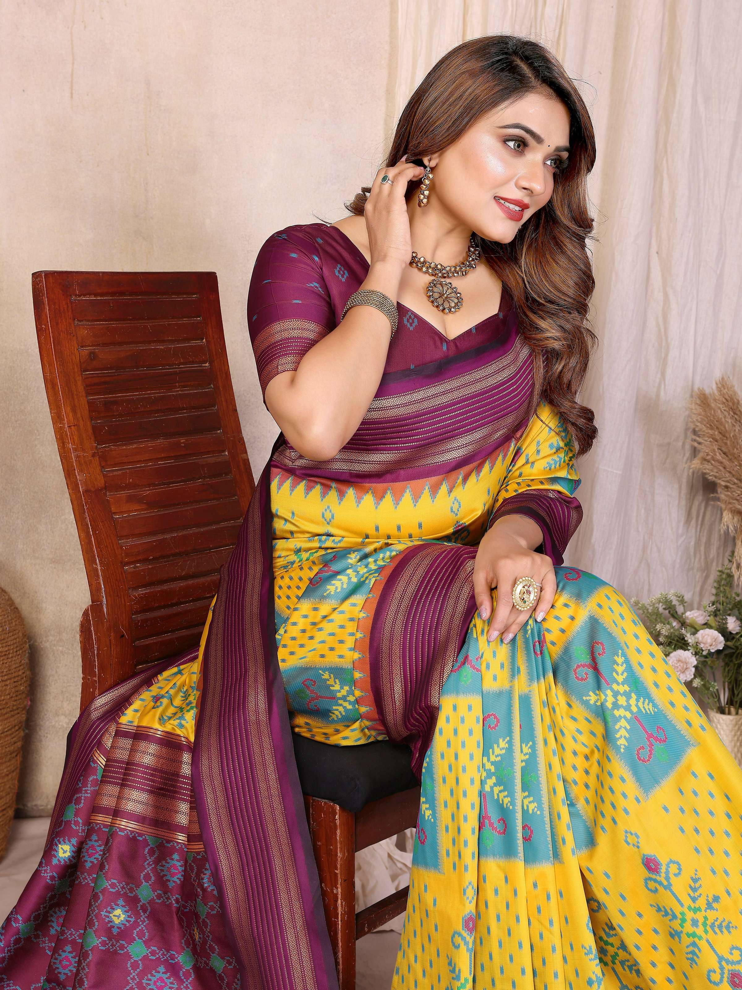 Aastha Fashion Yellow Soft Silk Weaving Saree