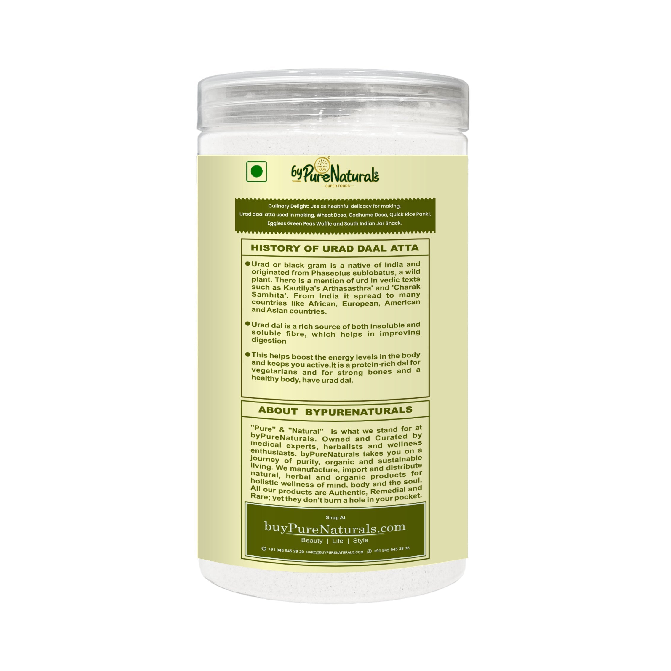 byPureNaturals Urad Daal Atta (Black Lentils Flour)