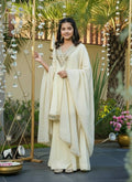 Evanik Beige Heavy Cosmos Zari Silk Real Mirror Work Kids Sharara Set