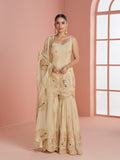 Evanik Cream Cosmos with Coding Sequence With thread Work Palazzo Set