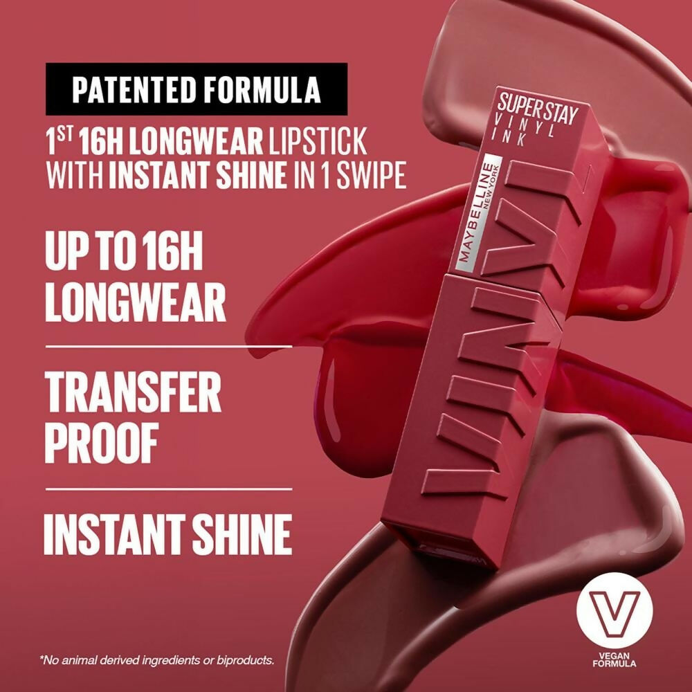 Maybelline New York Super Stay Vinyl Ink Liquid Lipstick, Instant Shine Lasts Up To 16H - Peppy