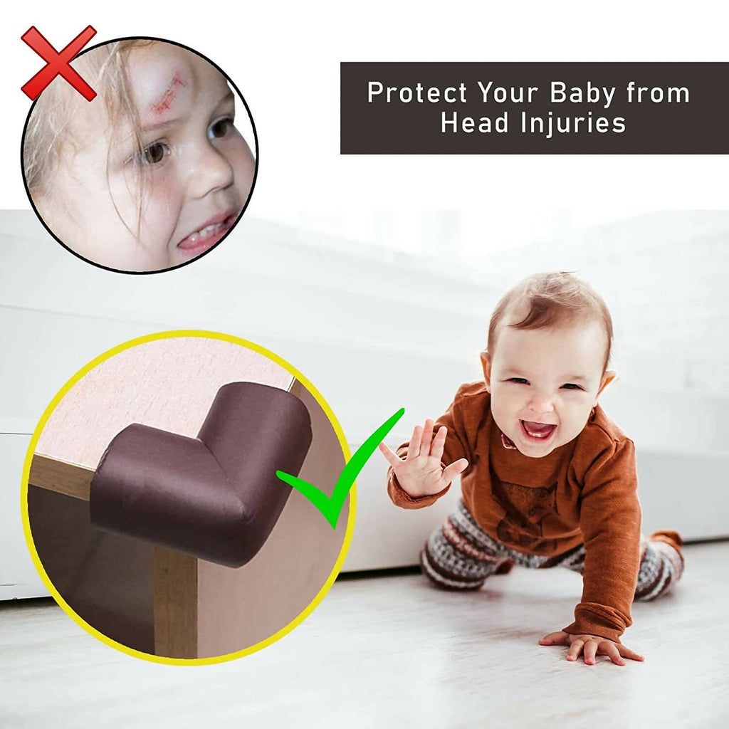 Safe-O-Kid Corner Guardscushions, U Shaped, Large Size Extra Thick, Brown