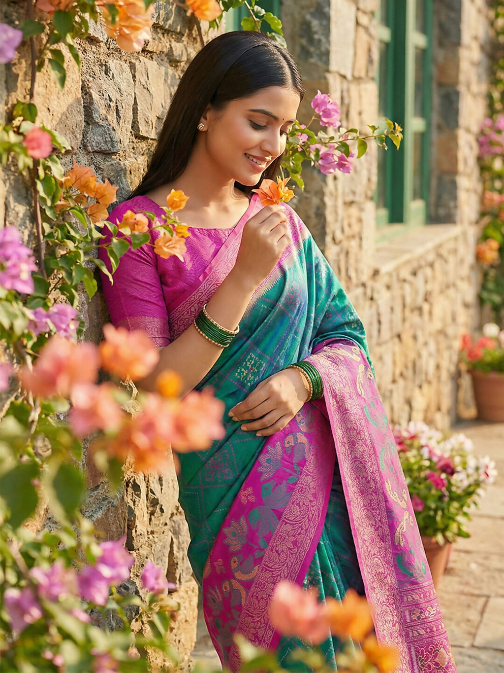 Shree Shyam Fashion Sky Blue Pochampally Silk Saree