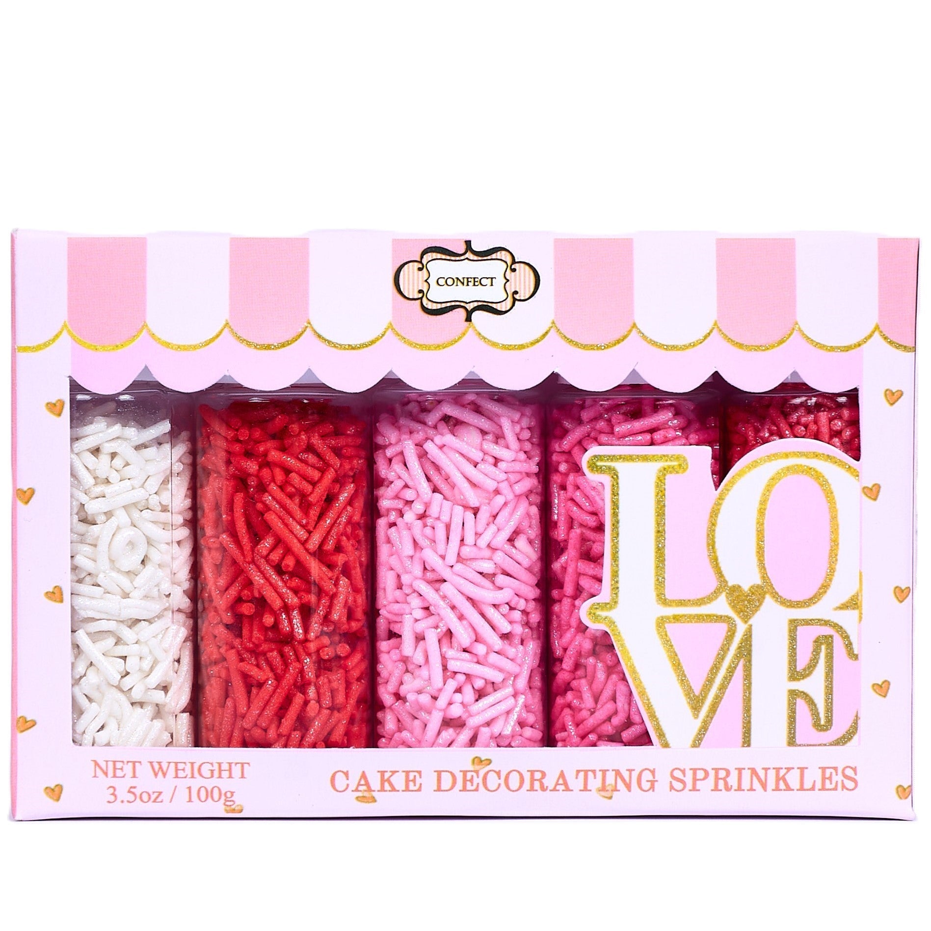 Confect Valentine Sprinkles | 04 Edible Decoration for Baking & Dessert