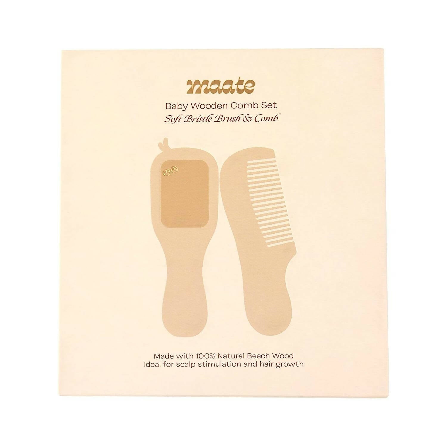 Maate Baby Wooden Comb Set | Beechwood Comb and Hair Brush