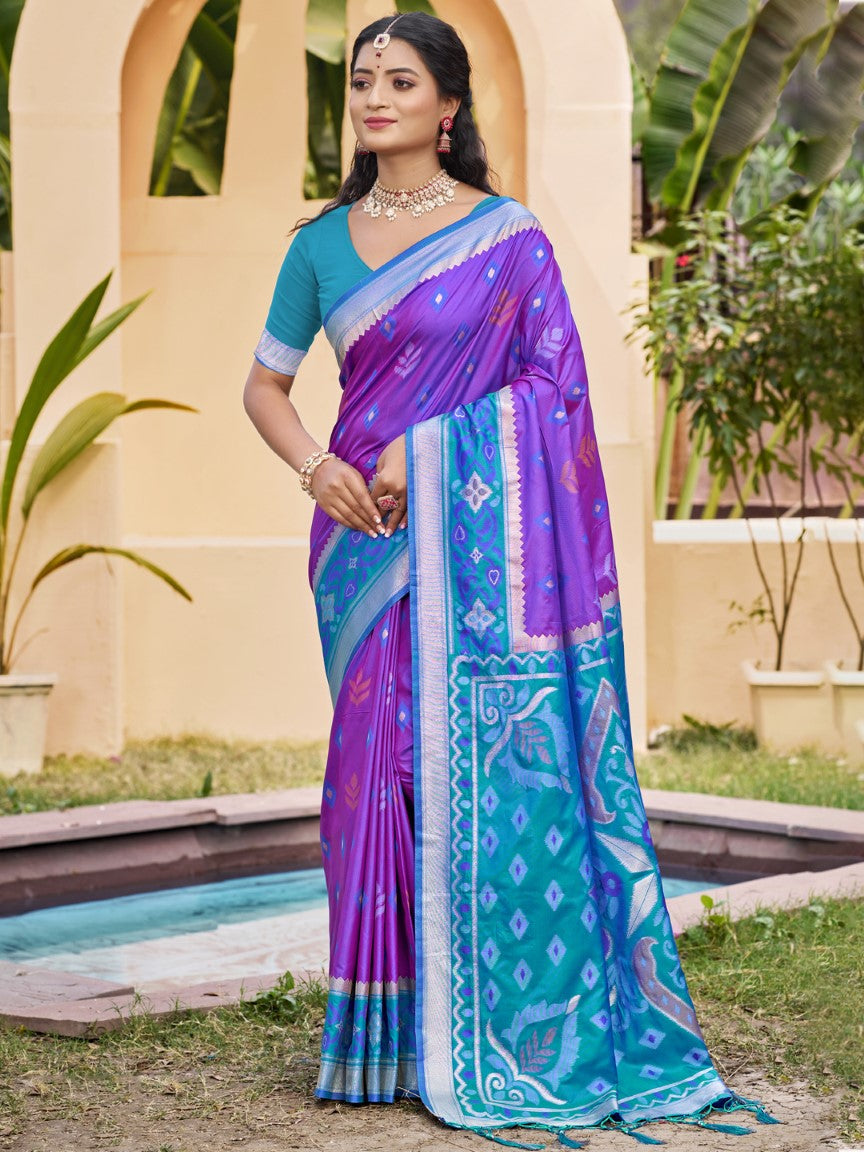 Anaita Violet Silk Saree With Blouse Piece