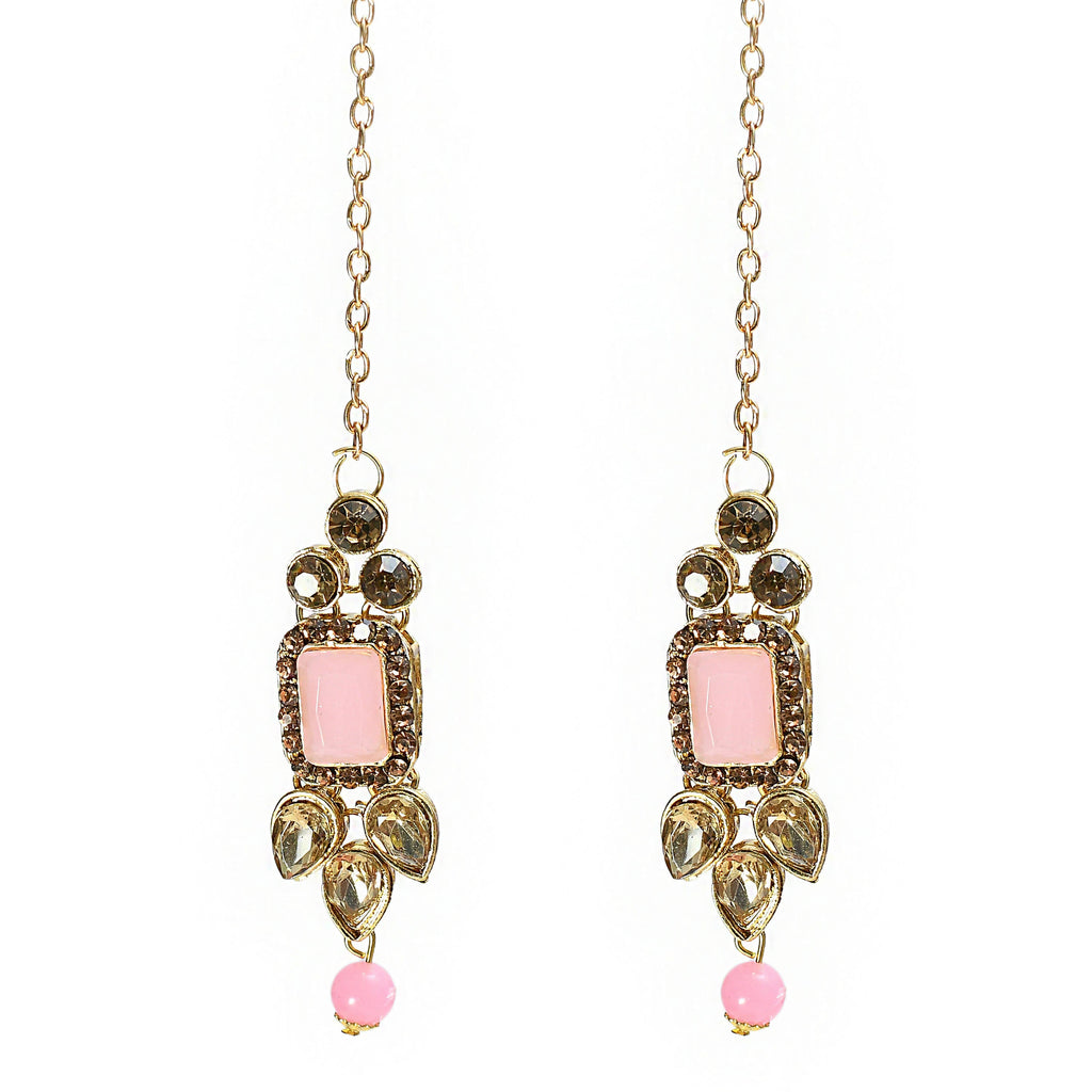 Mominos Fashion Johar Kamal Gold-Polished Brass Finish Kundan/Stone Choker For Women (Baby Pink)