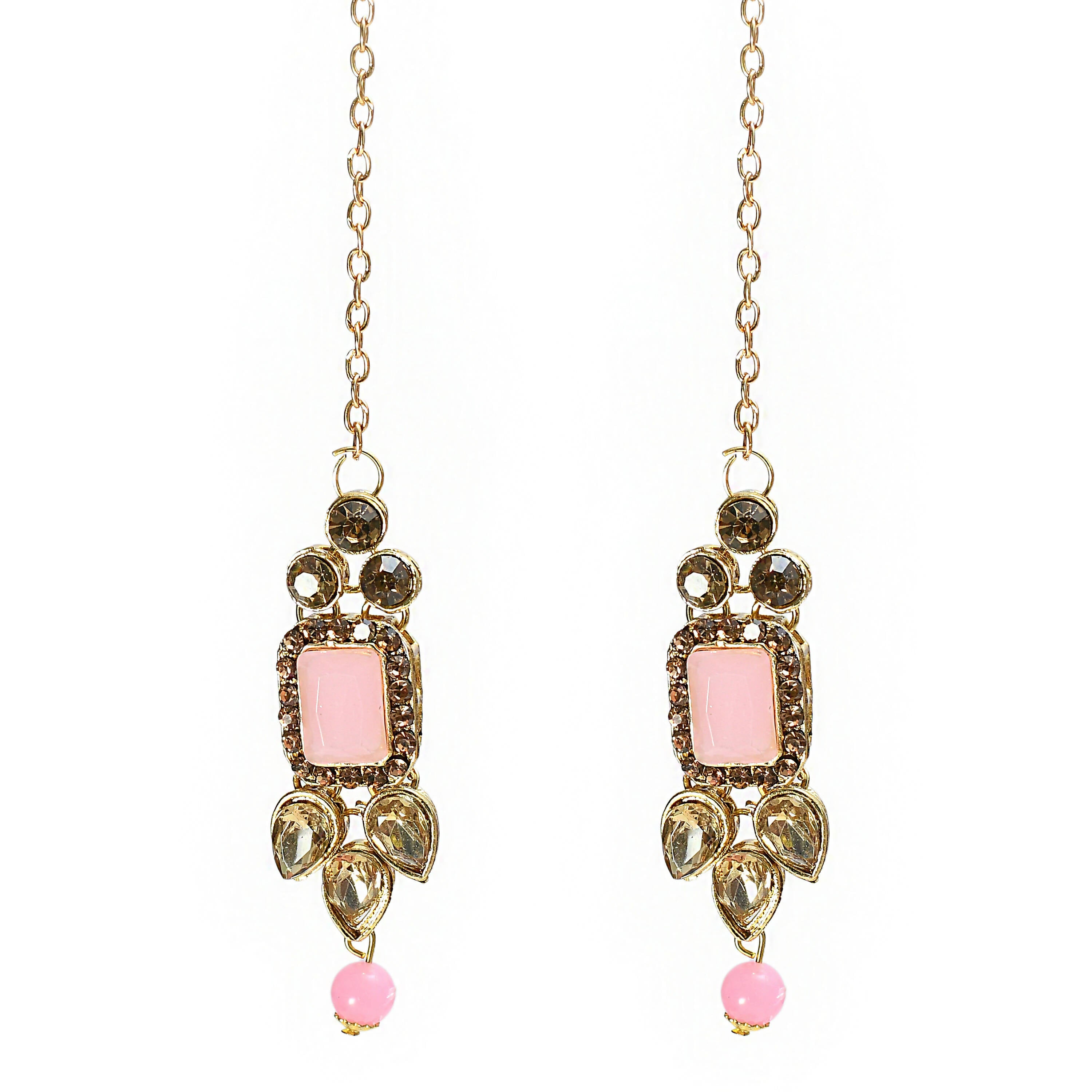 Mominos Fashion Johar Kamal Gold-Polished Brass Finish Kundan/Stone Choker For Women (Baby Pink)