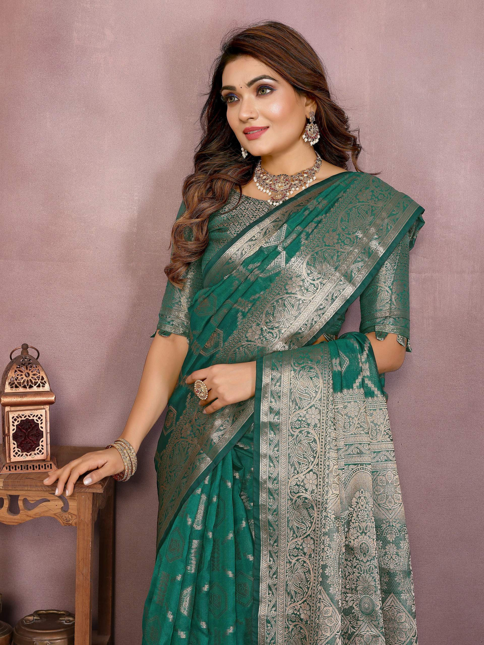 Aastha Fashion Light Green Soft Organza Silk Weaving Saree