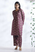 Breathables Wine Butta Print Cotton Kurta & Pants Set