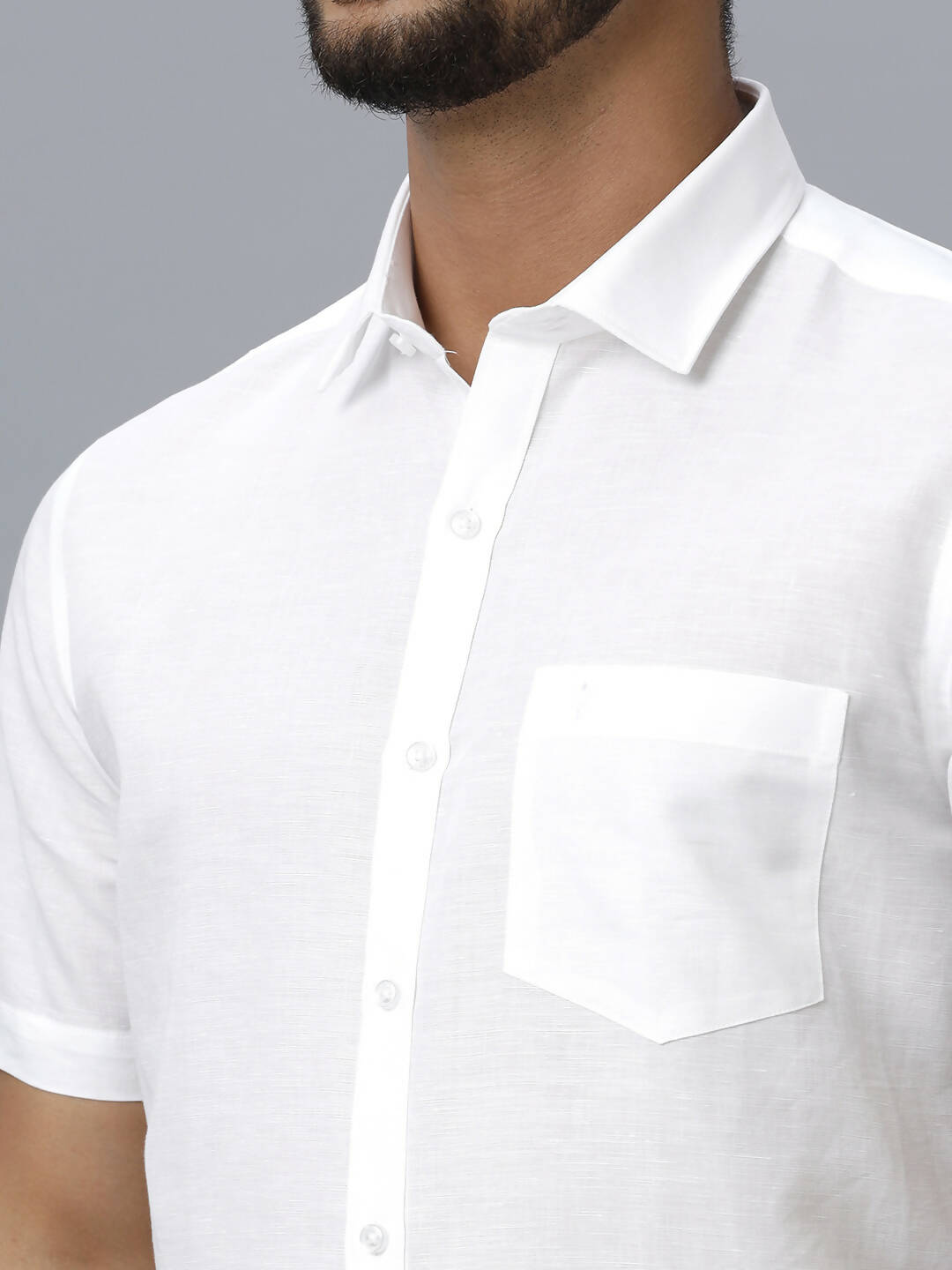 Ramraj Cotton Mens Half Sleeve Formal 100 % Cotton White Shirt