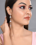VOJ Women Silver Plated Flower Beads Drop Studs Earrings