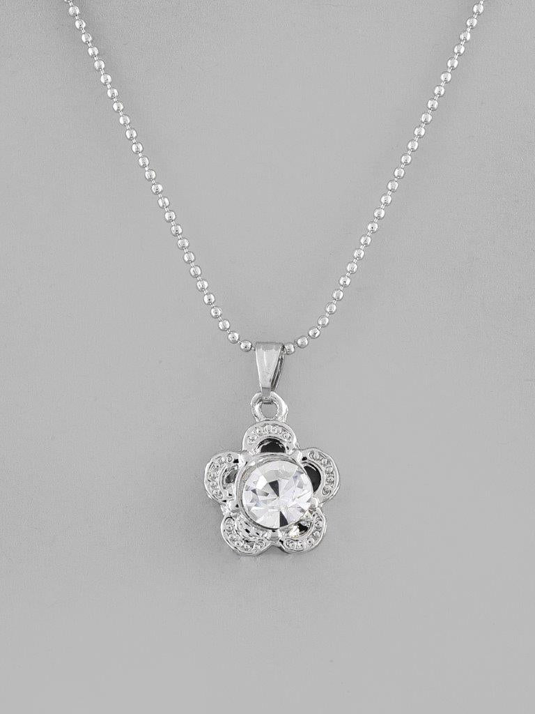 VOJ Silver Plated Flower Pandent Chain