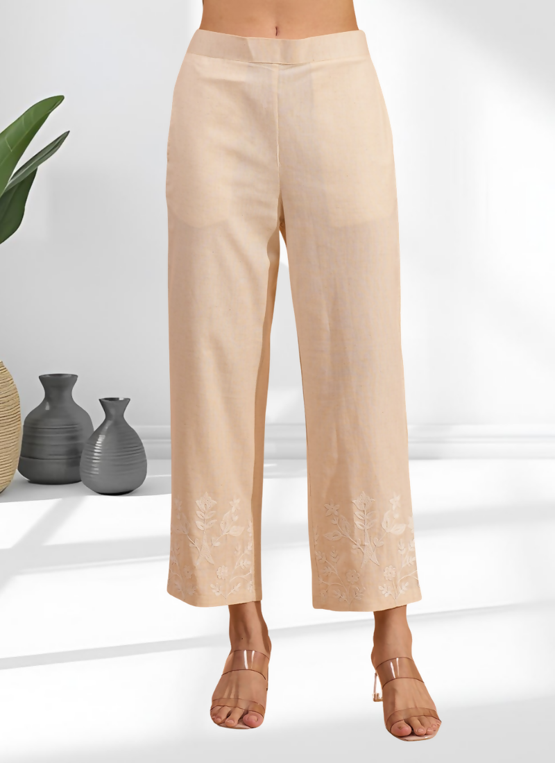 Joban Fashion Cream Linen Embroidered Readymade Cord Set