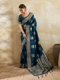 Shree Shyam Fashion Teal Blue Silk Blend Saree