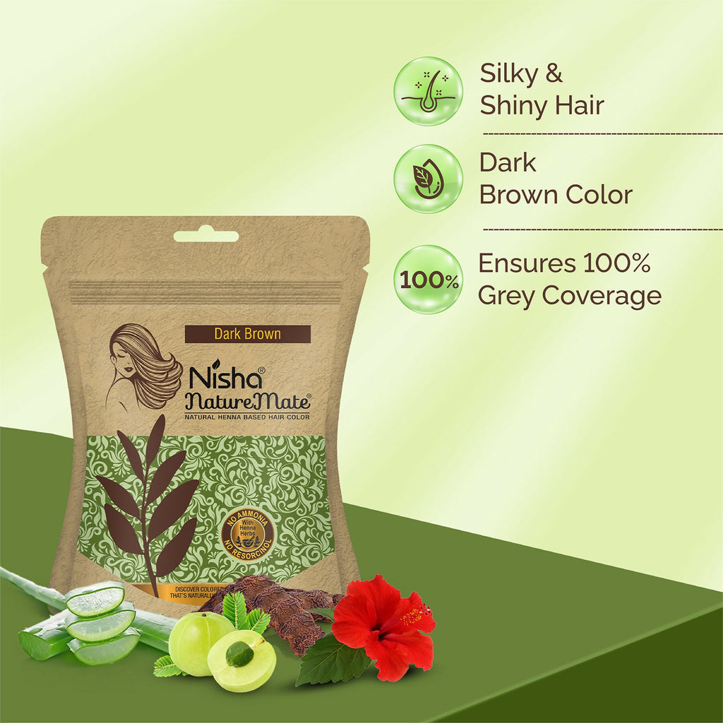 Nisha Hair Colour for Women-Dark Brown|100% Pure Henna-Based Powder