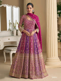 Anaita Rani Pink Georgette Readymade Anarkali Suit with Embroidery Zarkan Work (Free Size)
