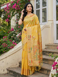 Shree Shyam Fashion Yellow Linen Cotton Saree